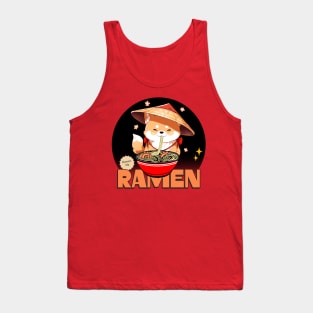 Ramen Lovers Kawaii Dog Eating Ramen Noodles Tank Top